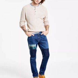 Sun + Stone Patchwork Slim-Fit Jeans sz: 31